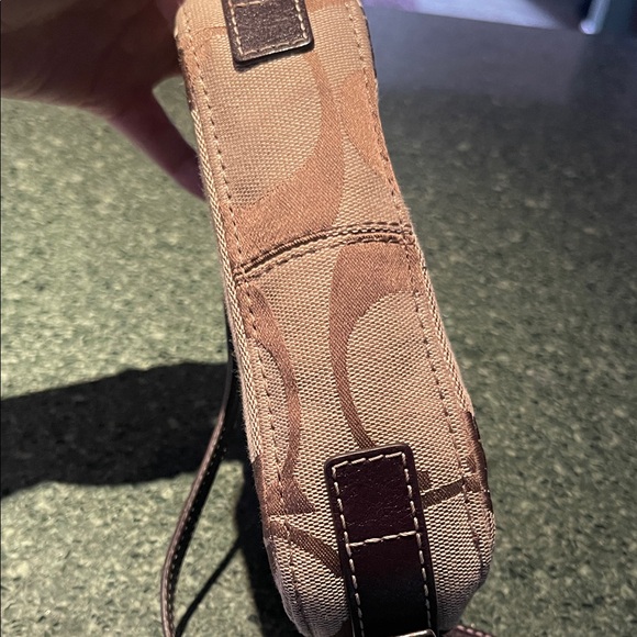 Coach Tan and Brown Signature Wristlet- Gently used - Picture 2 of 3